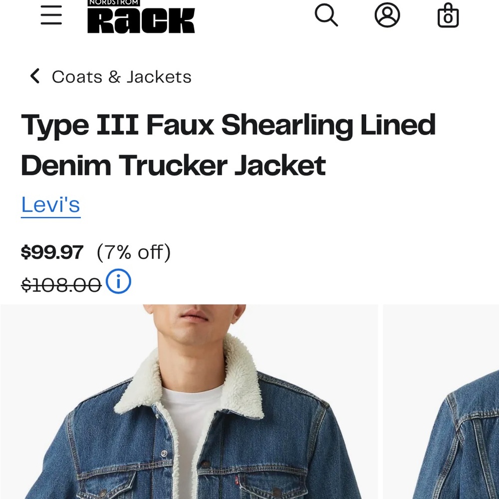 Levi's Blue Denim Trucker Jacket with Shearling - Picture 2 of 6